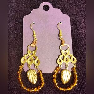 Elegant Gold Leaf Dangle Earrings